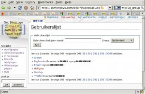 15Monkeys MediaWiki NL user list with unrecognized characters