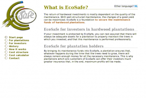 The Welcome page of the EcoSafe website